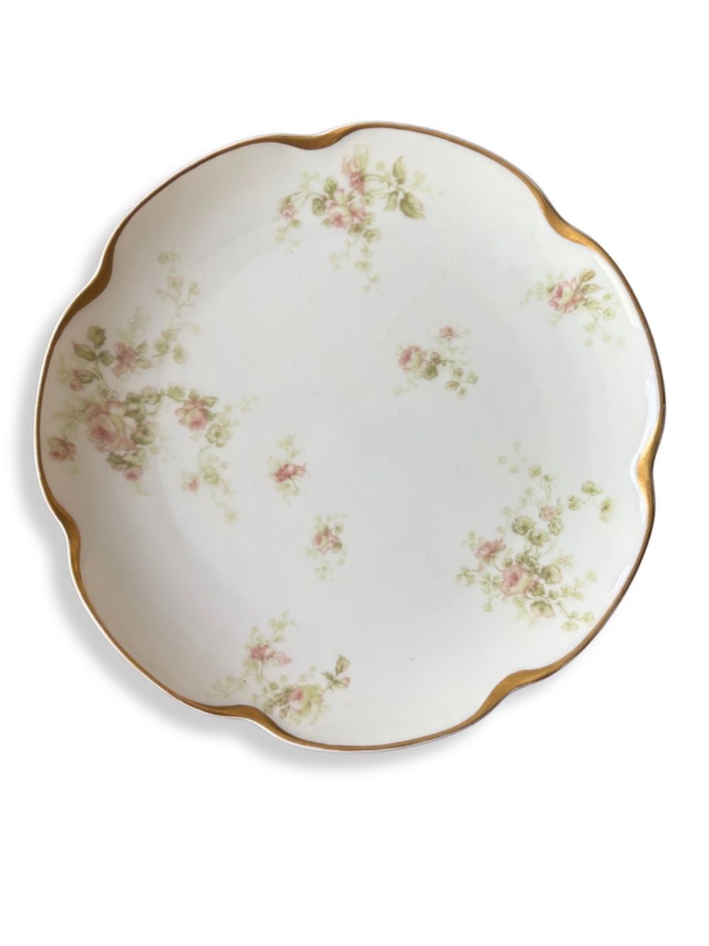 Antique Haviland Limoges Schleiger 49 7.5” Salad Plate Pink Roses Gold Trim